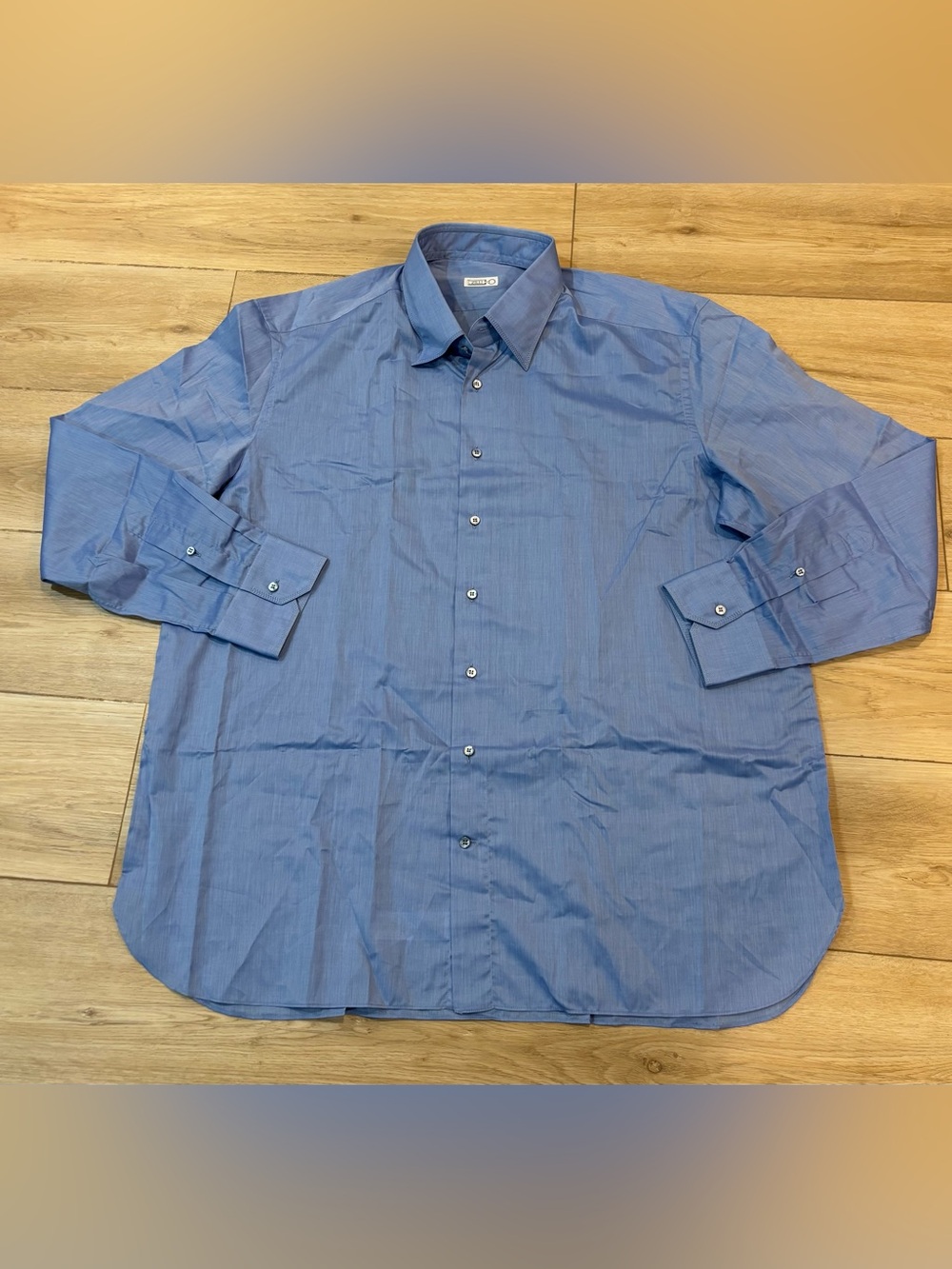 MINT $795 Zilli Powder Blue SHIRT Size 19 EU 48 NWOT Triple Stitch Solid